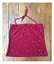 Vintage Halter Joule 90s Deep Red Floral Halter Crop Fit Medium M Polyester Euc