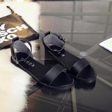 Women Sandals Casual Shoes Leather Flat Summer Open Toe Flip Flops A1