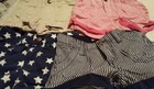 Lot of Oshkosh girl shorts 6x &6 4 pair 2 checked 1 stars 1 khaki w/ pink flower
