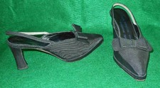 Claude Montana Platform Contour Heel Evening Slingback Pumps Sandals Vintage 8.5