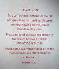 RARE ANTIQUE VINTAGE BRASS MICROSCOPE SLIDE WINTER SALE PROBLEM NOTICE #1