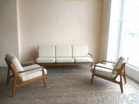 Exklusive Sitzgruppe Sofa Easy Chair Sitzgarnitur Couch Nussholz 60er 60s