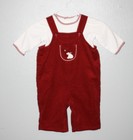 WOW~ JANIE and JACK sz 0-3 mth RED CORD OVERALLS SHIRT POLAR BEAR