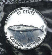 1967 Canada - 10 Cents Silver - Error - Hair just above 1867 - Fish - Sealed