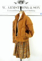 Women's Vintage 80s Tan Brown Patchwork GENUINE SUEDE LEATHER Jacket Oversized L