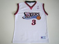 Philadelphia 76ers #3 Allen Iverson Champion Weiß NBA Trikot Jersey Größe L