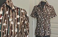 Vintage Womens Floral Brown Top Size S-M