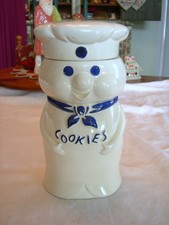 1973 Pillsbury Dough Boy Cookie Jar Ceramic 10.5" Tall Flat Hat Advertising