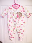 Infant Girls One-Piece Sleeper- sz 0/3mo. Little Monkey