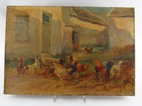 Gemälde Jacques van Coppenolle  Hühnerhof Ölgemälde Öl auf Leinwand