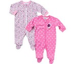 Gerber Baby Girls Zip-Front Pink Flowers Sleep N' Play 2 Pack