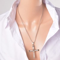 1 Silber Halskette Halsschmuck mit Kreuz Anhänger Modeschmuck Geschenk 61cm