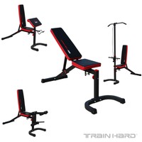 Hantelbank Trainingsbank Schrägbank Flachbank m./o. Curlpult Beintrainer Latzug