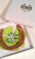 Hufeisen Echtes  Hufeisen Pferdehufeisen Glücksbringer ,Geschenk Set Kleeblatt