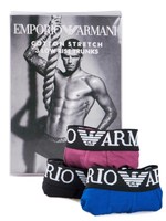   Armani Boxer Shorts im 3er Pack Cotton Stretch Farben Bordeaux,Sax,Schwarz OVP