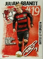 Julian Brandt Autogrammkarte AK im Bayer Leverkusen Trikot Saison 2016/17 NEU!