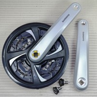 Shimano 4-kant Kurbel TX 801 Tourney 48 38 28 Zähne 170 mm 7 8 fach Kette silber