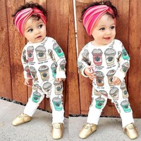 Newborn Kids Baby Boys Girls Long Sleeve Romper Jumpsuit Bodysuit Outfits 0-24M
