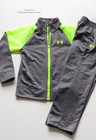 Boys Size 6 UNDER ARMOUR Gray/neon yellow Sweatpants/Jacket Outfit SET