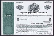 Digital Equipment Corp Original Certificate for 1000 Shares in Clean Condition