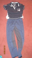 Kinderreithose und Shirt  Vollbesatz Dunkelblau Shamp Gr: 140