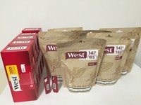 6 x West Free  Ohne Zusatzstoffe Volumentabak , 1000 Hülsen , 2 Feuerzeuge