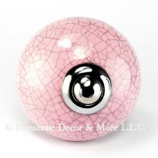 4 Pink Crackle Ceramic Knobs Cabinet Drawer Pulls Furniture Hardware #C11Rr-Ch