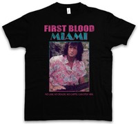 FIRST BLOOD MIAMI T-SHIRT - Vice John Rambo Sylvester Fun 80s Stallone T Shirt