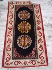 Antique Tibet Tibetan rug black meditation mat monk nomad #49