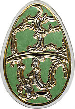 Cook Is 2013 Large Silver Color $5 Russian Faberge Easter Egg-Green/Swarovski Cr