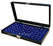 1 Wholesale Glass Top Lid Blue 72 Ring Display Portable Storage Boxes Case