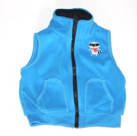 Carter's 3M Blue Microfleece Zip Front Vest w/ Black Trim and Raccoon Applique
