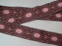 Traumschöne Borte,Medallion,Grau,Rosa,Weinrot,24mm,lfm