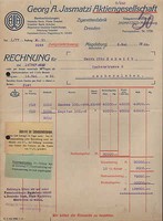 MAGDEBURG, Rechnung 1923, Georg A. Jasmatzi AG Zigarettenfabrik Dresden