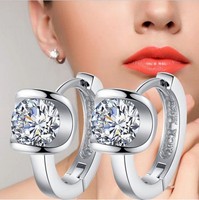 1 Paar Damen 925 Sterling Silber Zirkonia  Creolen Klapp Ohrringe NEU!!!