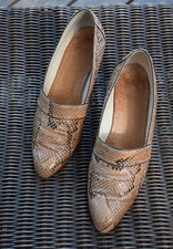 Vintage Python Brown, Black and Tan Snakeskin Women's Pumps Heels Shoes Size 8