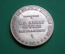 1981 U.S.Assay Office/San Francisco,Ca One Troy Oz .999 Silver Round