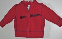 babyGAP Unisex Size 12-18 Months Red Front Zipper "Heart Breaker" Hoody Jacket