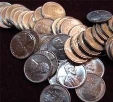 1943-D Bu Original Roll of Lincoln Wheat Cents.