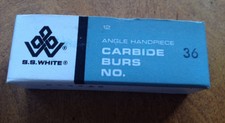 12~Carbide Burs #36 Antique Sealed Pkg Dental Hand Tools Ss White, 1 Drill Bits