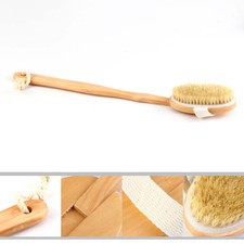Natural Long Wood Wooden Body Brush Massager Bath Shower Back Spa Scrubber M2