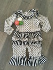 Mustard Pie Emma Ruffles Black Grey Polka Dot Romper 18 Months