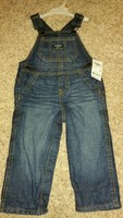 NWT OSHKOSH B'GOSH 12 MONTHS DARK DENIM BOYS OVERALL NAVY BLUE LINED JEANS $42