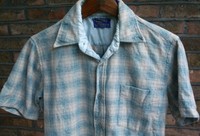VTG 60s PENDLETON GREEN PLAID WOOL SHORT SLEEVE SHIRT ROCKABILLY LUMBERJACK XS