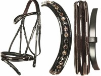 HKM schwedischeTrense Nadine mit Strass und Lack schwarz braun VB WB Lacktrense