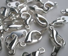 Silver Plated Lobster Clasps 36 pieces 12mm with chain tag to close