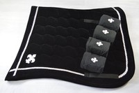 Antikschabracke Barockschabracke Samtschabracke Modell "Fleur de Lys" schwarz