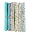 6pc lot 100% Cotton Poplin Quilting Patchwork Cloth Fabric Aqua Flowers floral