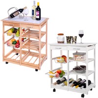 Holz Küchenwagen Servierwagen Küchentrolley Beistellwagen Küchenregal Rollwagen 