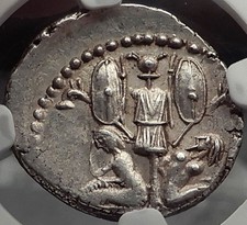 JULIUS CAESAR 46BC VERCIGETORIX Win Venus NGC Certified Silver Roman Coin i58297
